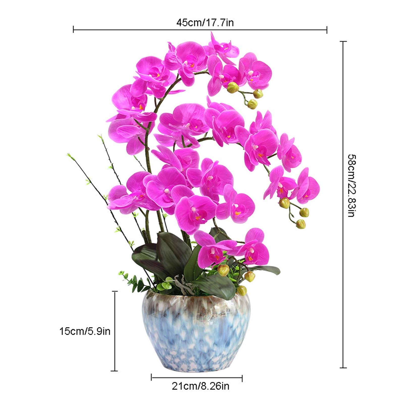MRKU Orchidée Artificielle, bonsaï, Arrangement de Fausses orchidées avec Vase, Fausse phalaenopsis Artificielle en Pot, décoration exquise