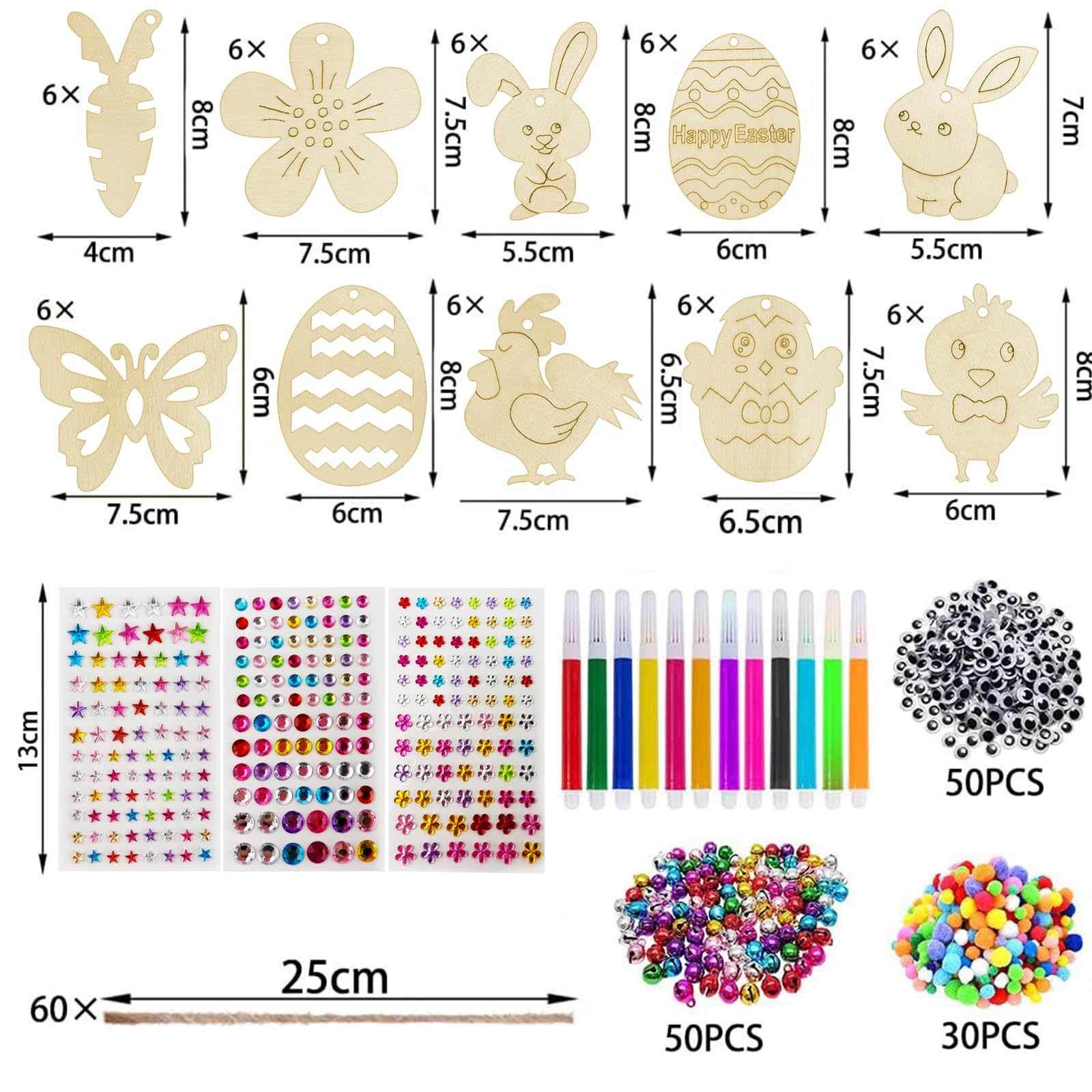 264 Pendentifs Pâques En Bois à Peindre - Kit DIY Enfants