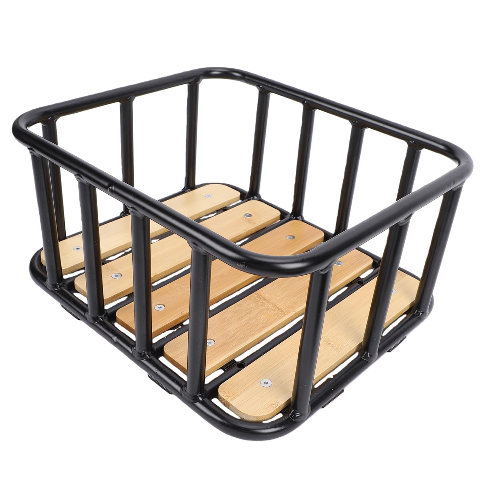 Generic Cestino Posteriore per Bici Design in Alluminio e Legno Spazioso Spazio per gli Acquisti Pendolari 35x30x16,5 Cm