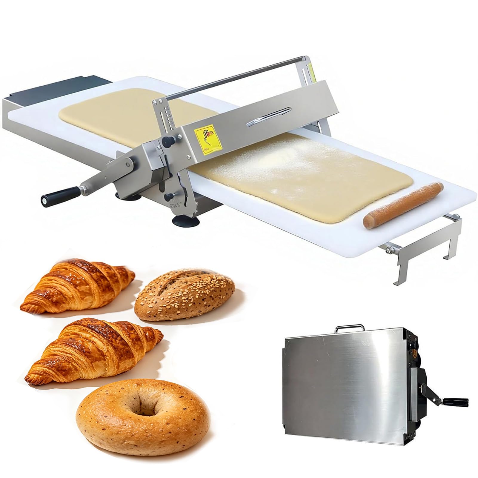 Macchina Sfogliatrice Manuale, Sfogliatrice Pasticceria Acciaio Inox Pieghevole, Spessore Regolabile 0-27 Mm, Piano 30x60cm/40x90cm, Perfetta per Panetterie, Pizzerie E Cucine Casalinghe