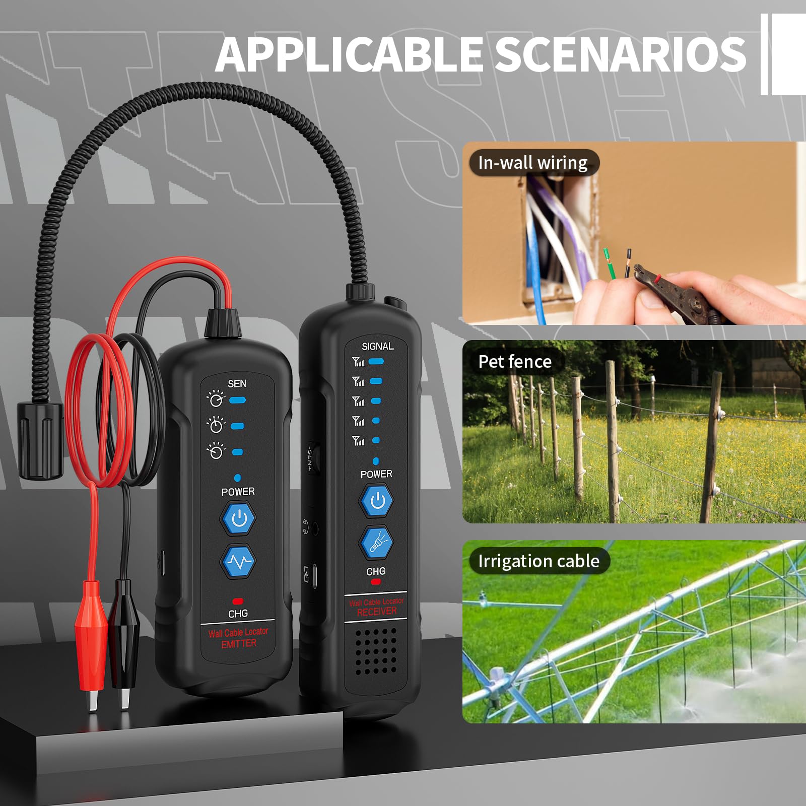 Rilevatore di Cavi Sotterranei con Batteria Ricaricabile - Localizzatore di Cavi a Bassa e Alta Tensione, Anti-Interferenza, Sensibilità Regolabile, Profondità di Rilevazione 2 Metri