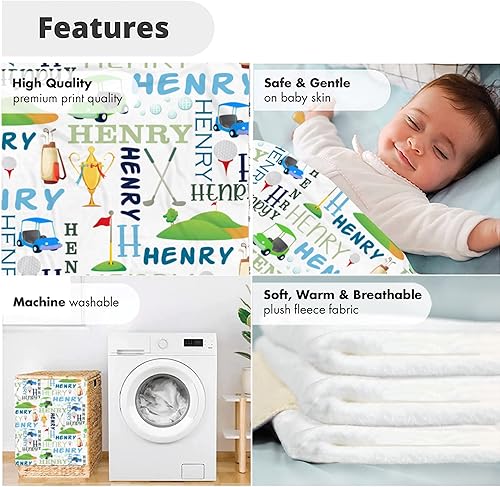 Miniatura 5 de Manta de golf personalizada para bebé, manta deportiva para bebé niño con nombre, manta de bebé con monograma