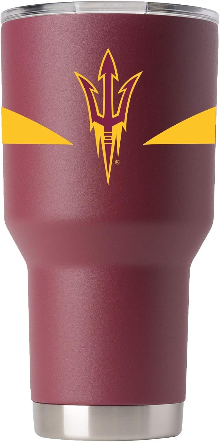 Gametime Sidekicks Arizona State 30oz Maroon Tumbler - Officially Licensed, 18/8 Stainless Steel, Double-walled, Vacuum-insulated, UV LED Printed Logos, Sweatless, Stays Hot/Cold - 360 Wrap