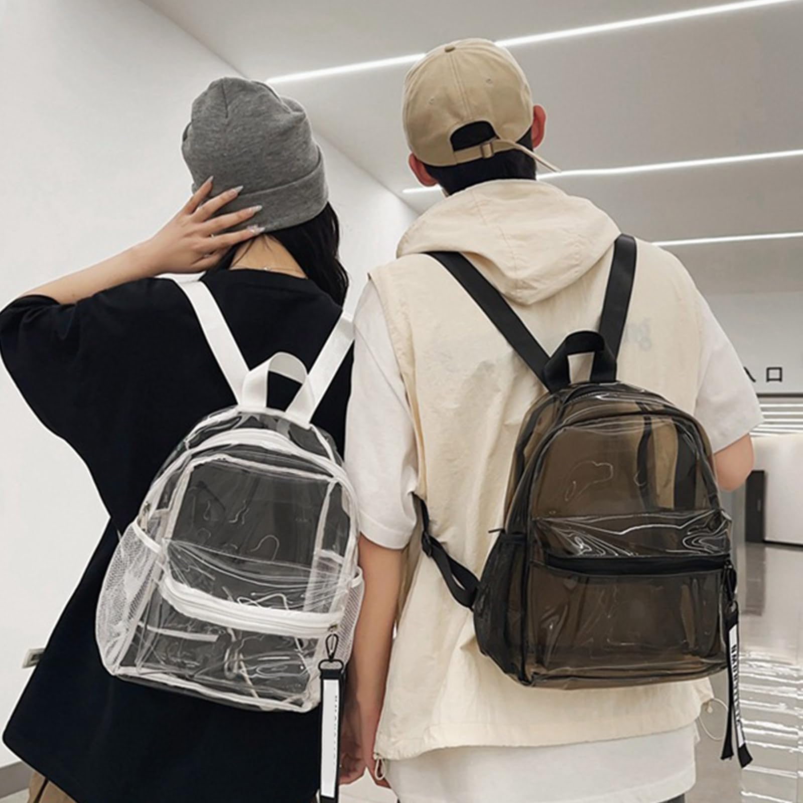 Zaino trasparente capacità Borsa da scuola trasparente impermeabile con cerniera casual Zaino da viaggio in PVC visibile resistente all ' acqua