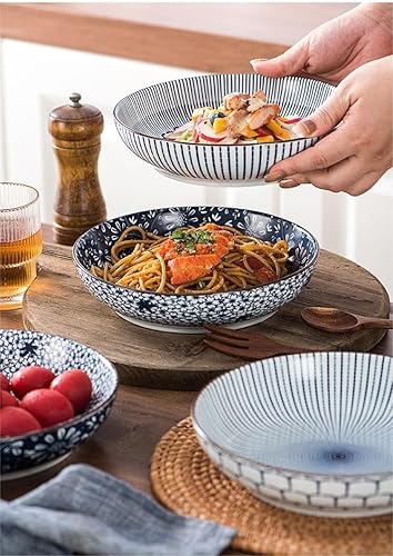 Miniatura 2 de Tazones para pasta de 22 onzas, ensaladera grande, juego de cuencos anchos y poco profundos para cocina, tazón de sopa, platos de pasta de cerámica