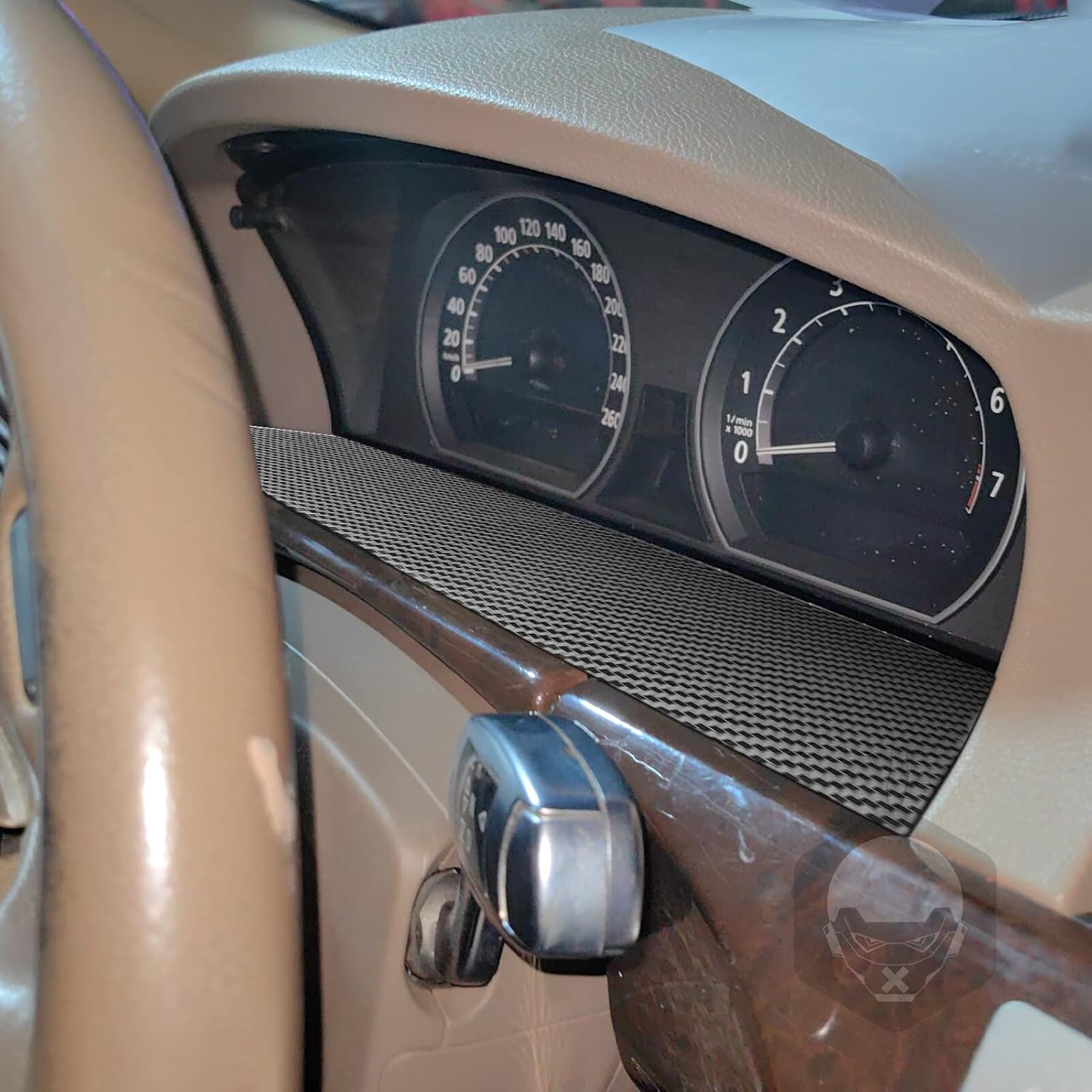 Compatible with BMW 7 Series E65 E66 2002-2008 Carbon Fiber Gauge Speedometer Panel Lower Decorative Cover Car Interior Decoration Sticker (Color : RHD2)