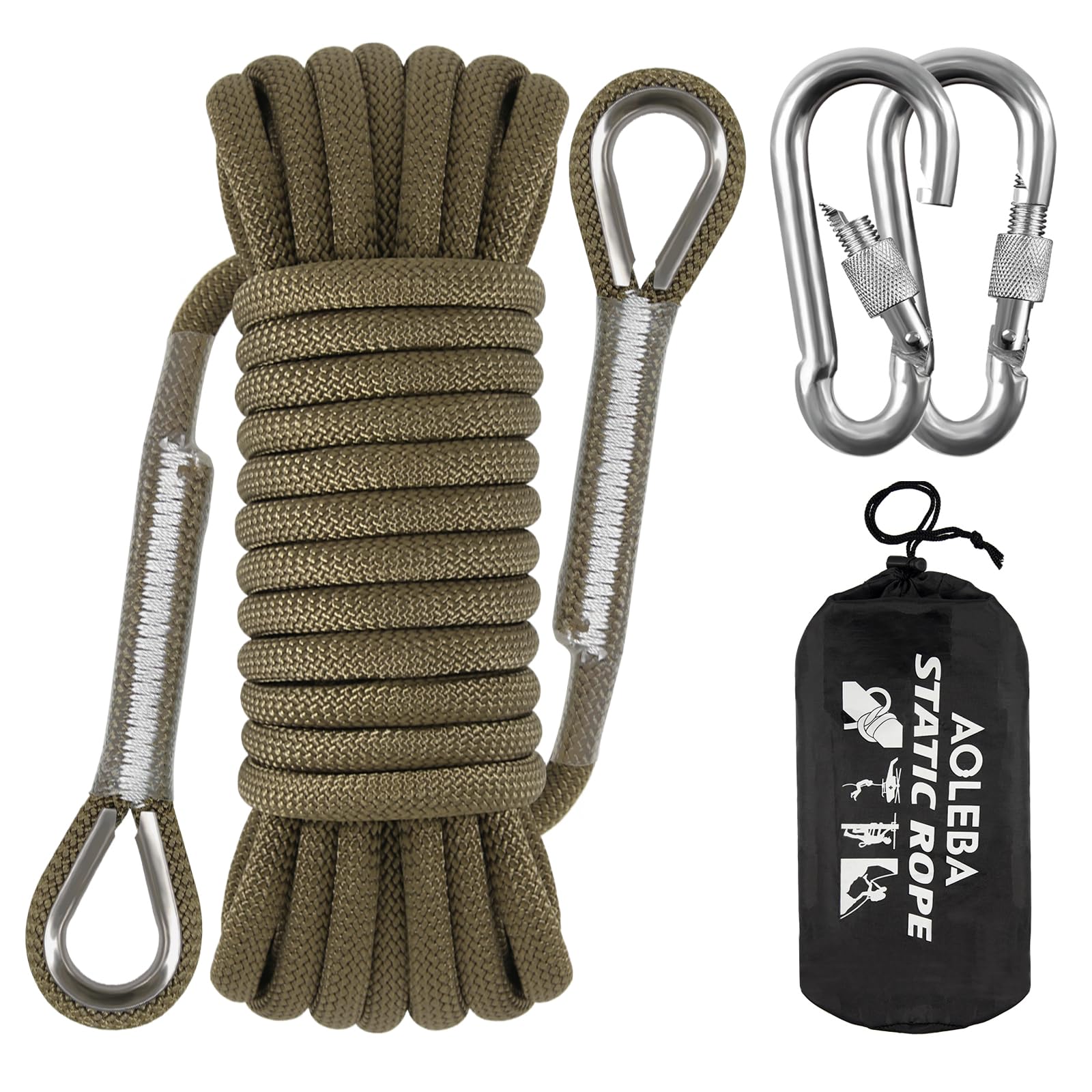 AOLEBA 10.5 mm Static Climbing Rope 10M(32ft) 20M(64ft) 30M(96ft) 50M(160ft) 70M(230ft) Outdoor Rock Climbing Rope, Escape Rope Ice Climbing Equipment