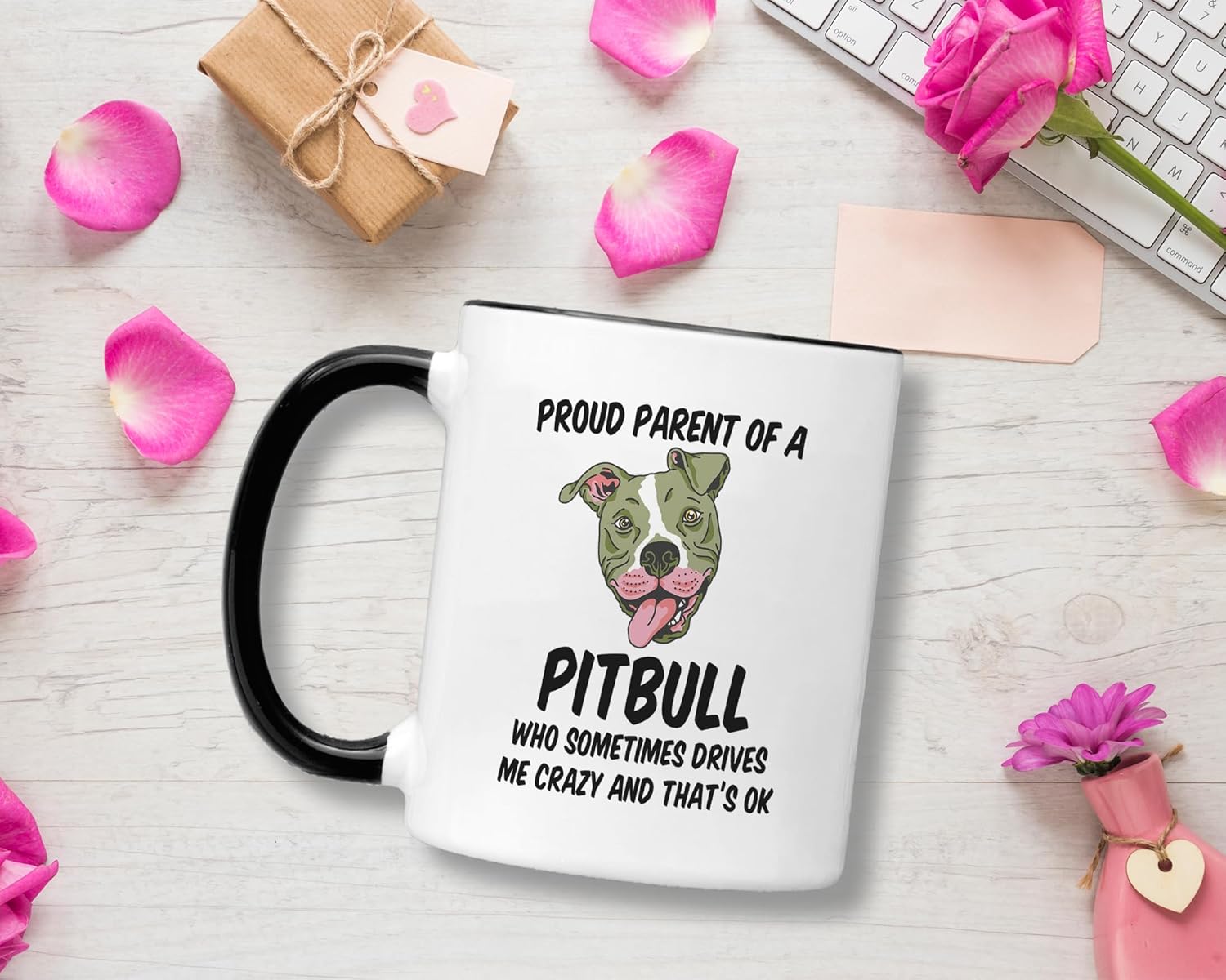 Casitika Pitbull Mug. 11 Oz Pit Bull Dad Coffee Cup. Proud Parent Of A Pitbull Dog Who Sometimes Drives Me Crazy And That's Ok. Idea Gifts For Mom On Her Birthday. - Image 3