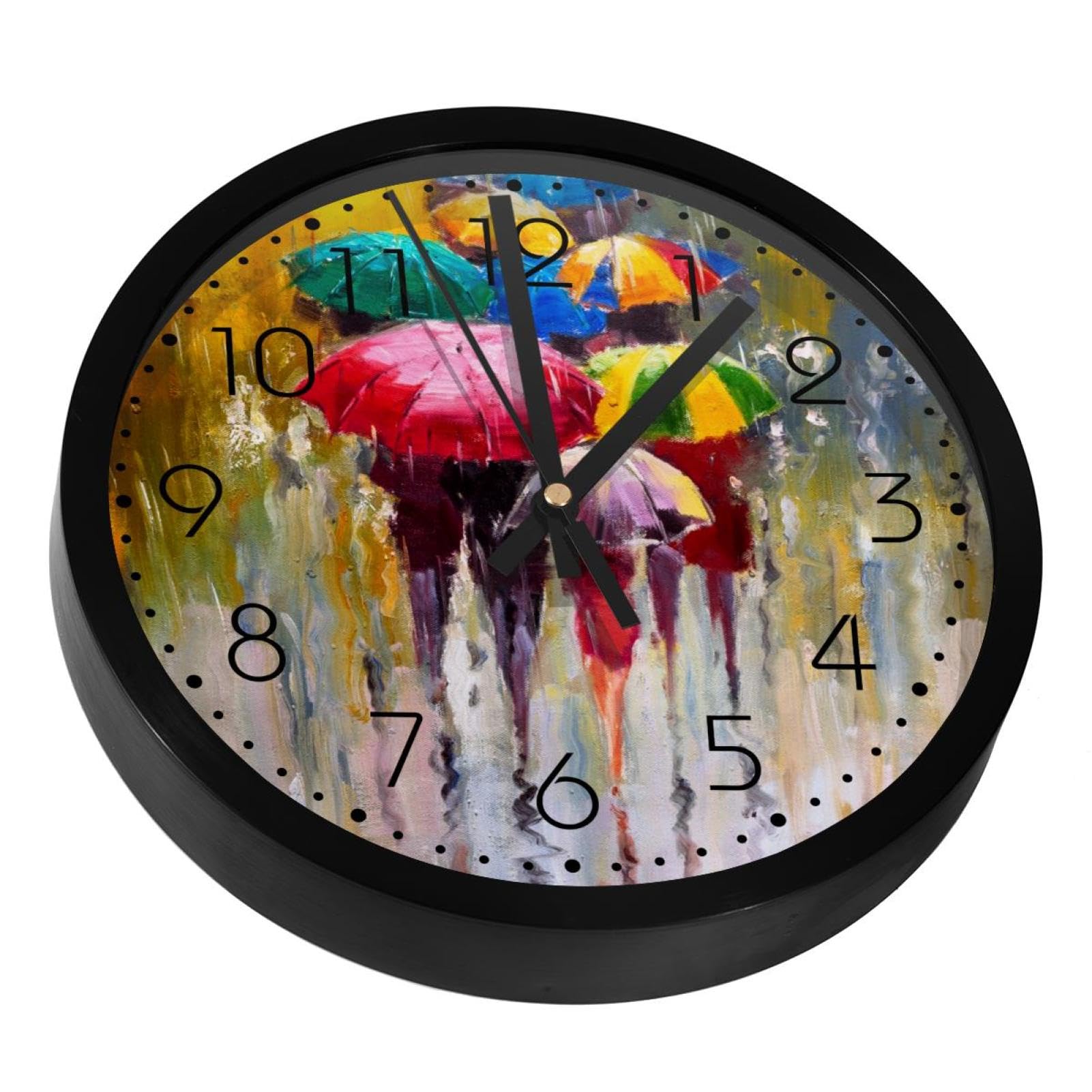 Horloge murale silencieuse à piles avec peinture à l'huile pour le salon