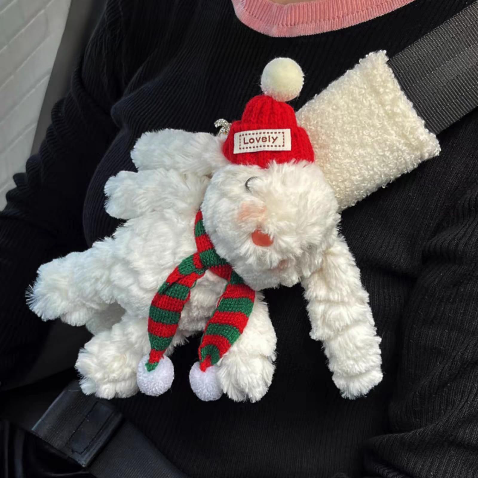 2 fundas para cinturón de seguridad, bonitas fundas para cinturón de seguridad Kawaii para niños y mujeres, funda de cinturón de seguridad suave y esponjosa de invierno, cojín de cinturón de