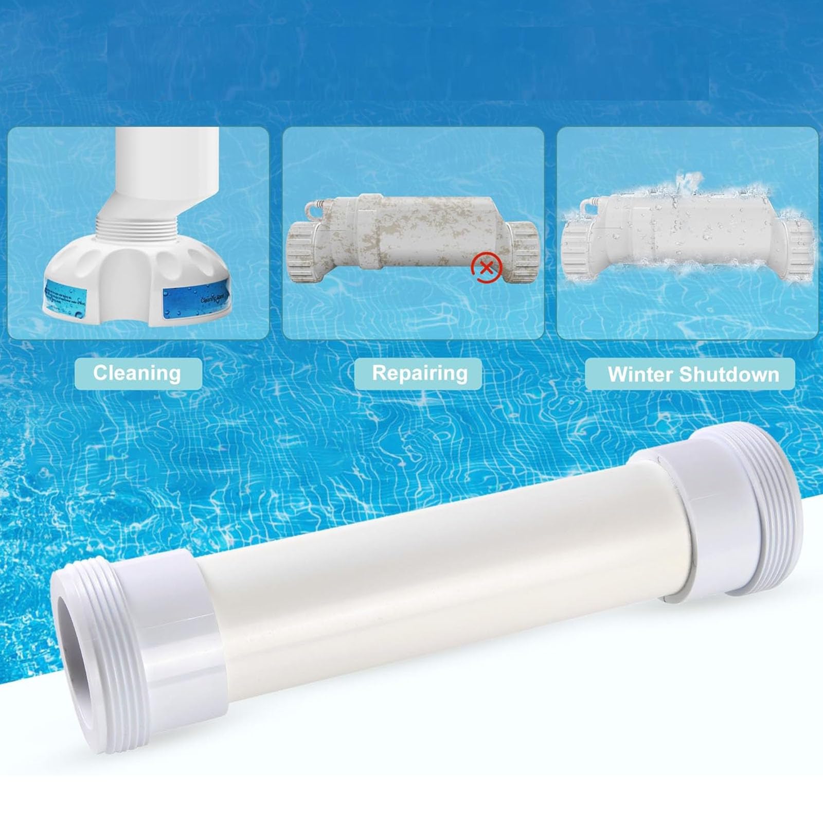 Abs Construction - Tubo de mantenimiento temporal para piscinas de agua, repuesto adecuado para sistemas de agua salada, manguera de derivación de celdas salinas