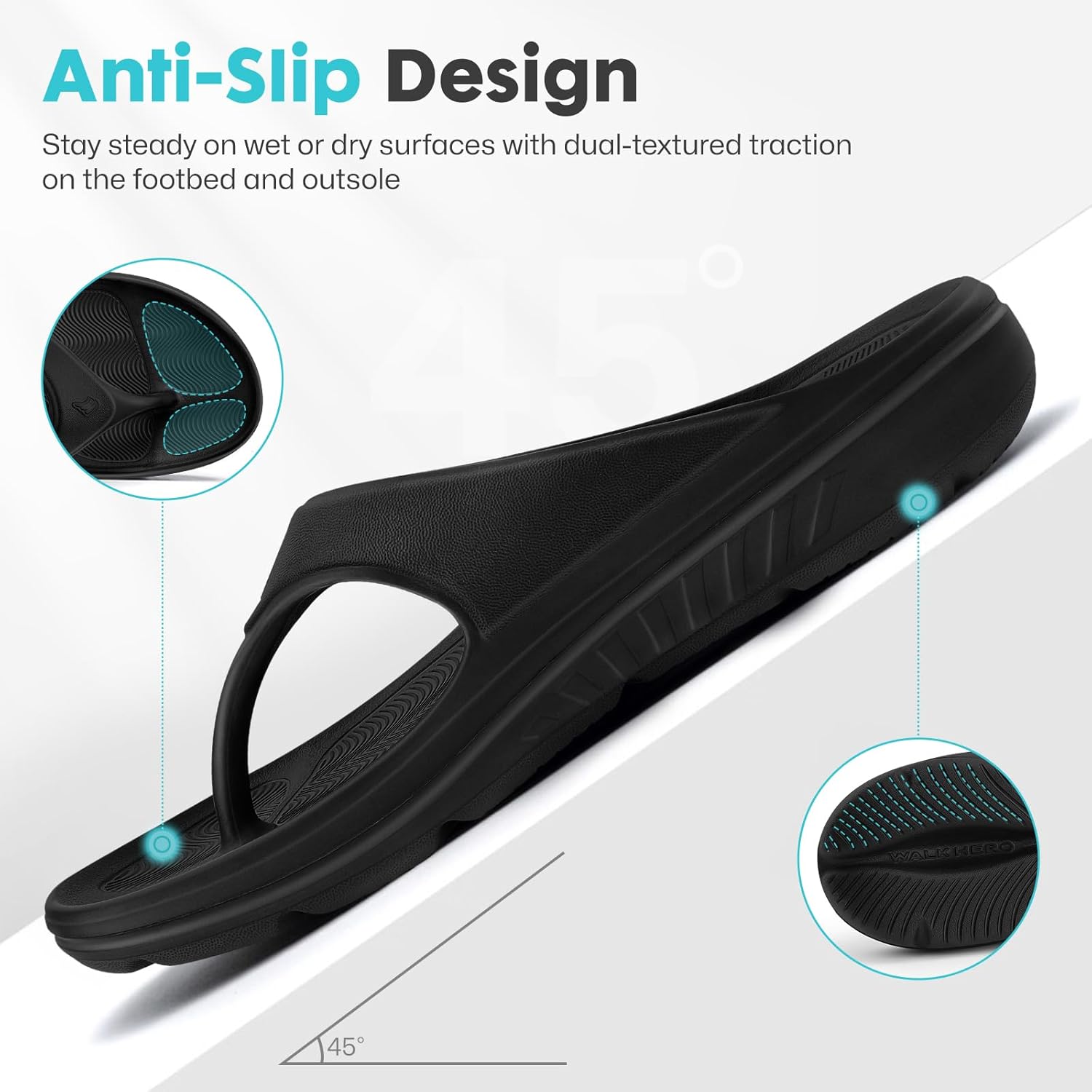 Mens Comfort Flip Flops,Arch Support Beach Sandals with Cushion & Non-Slip Sole Durable for Indoor Outdoor - Image 6