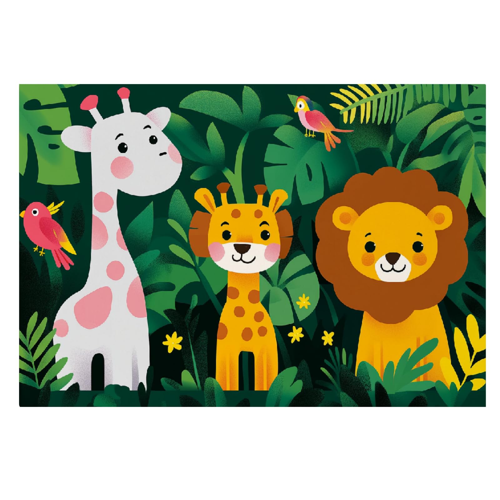 Mural de pared Jirafa León Papel pintado fotográfico grande Plantas De La Jungla Vinilos murales impermeables para dormitorio infantil guardería decoración de fiesta 200x140cm