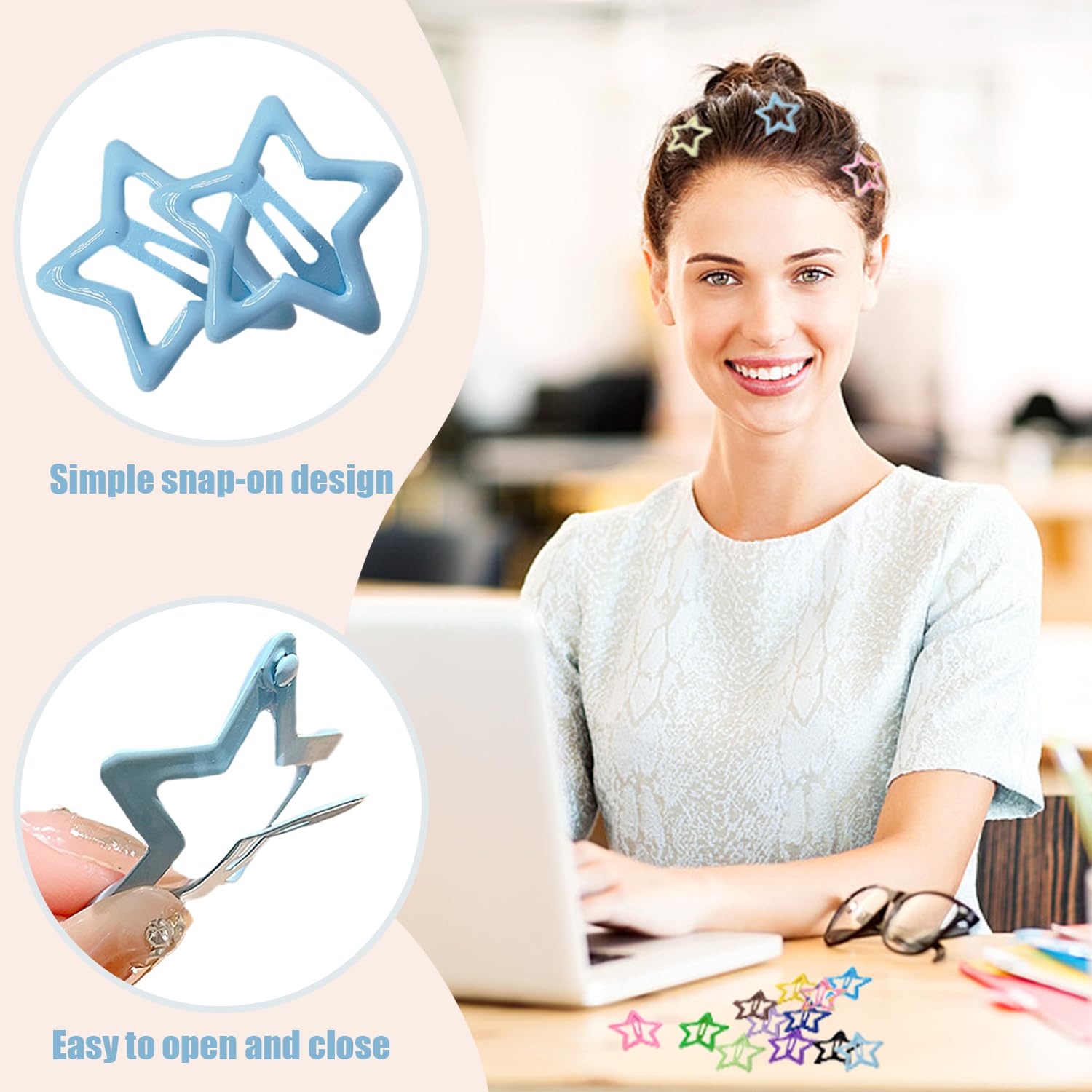 TRKETK 44 Pieces Star Hair Clips Colorful Metal Non-Slip Mini Clips Cute Mini Hair Clips 3cm Hair Accessories for Girls Women Festival Accessories - Image 3