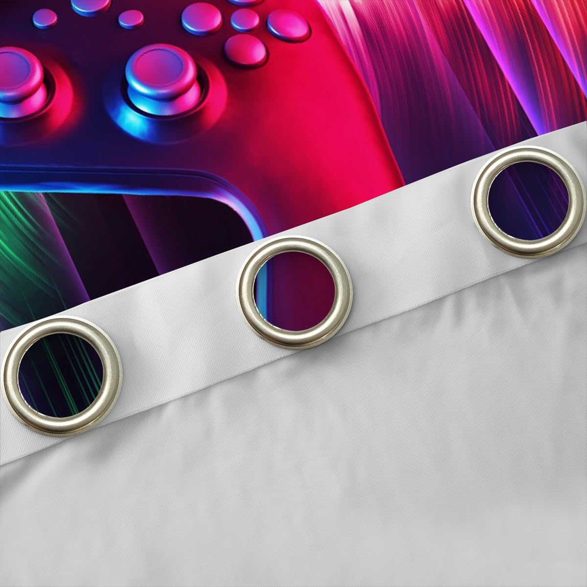Gamer Cortinas térmicas aisladas con diseño de música de roca para dormitorio, cortina de juegos para niños, adolescentes, controlador de videojuegos, tratamiento de ventana, rojo y azul W66*L90