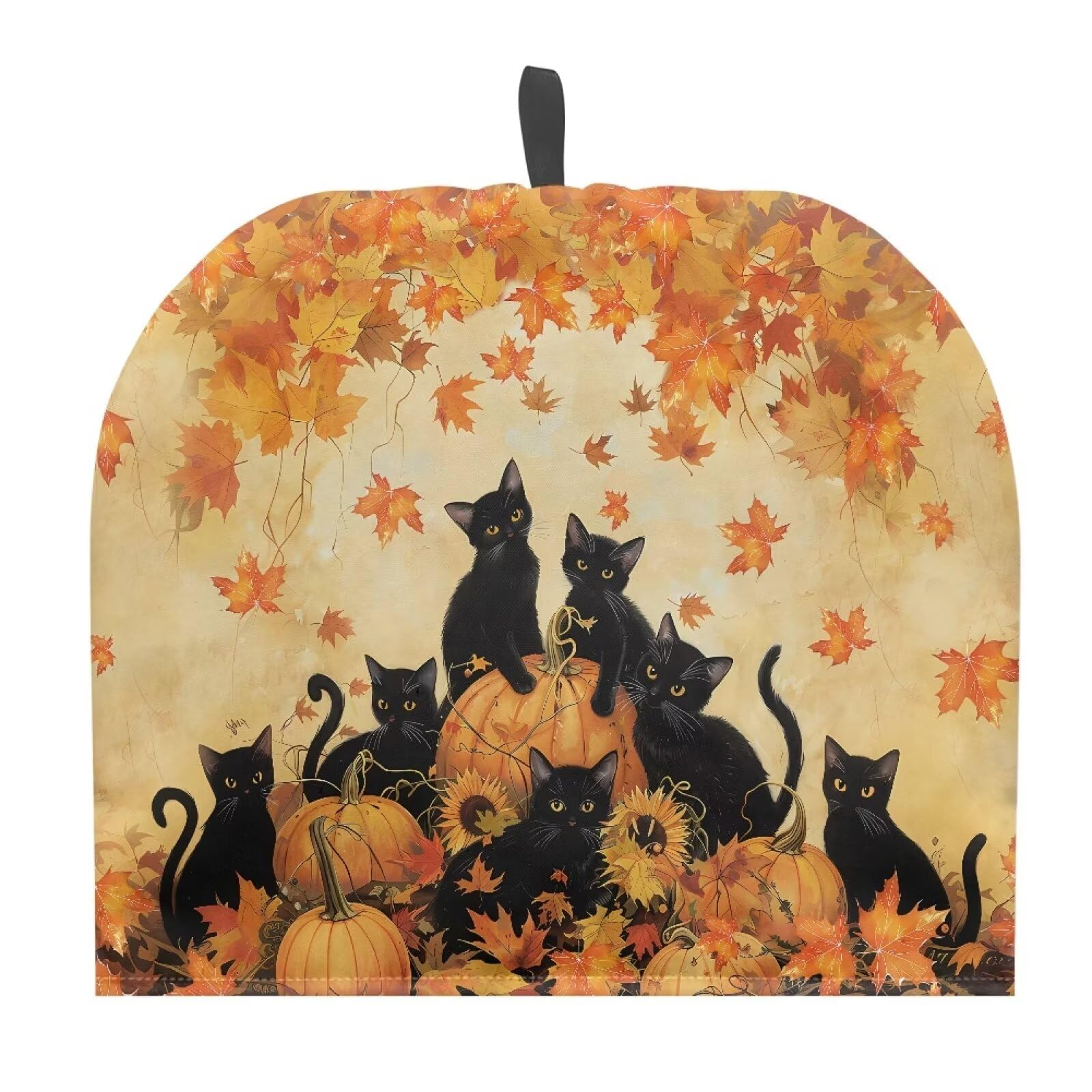 Cat Pumpkin Maples Insulated Teapot Cozy for English Tea Sets Reusable Teapot Cozies Kettle Cover Fit 1 to 6 Cup for Home Kitchen Tea Party Restaurant Table Thanksgiving Decor