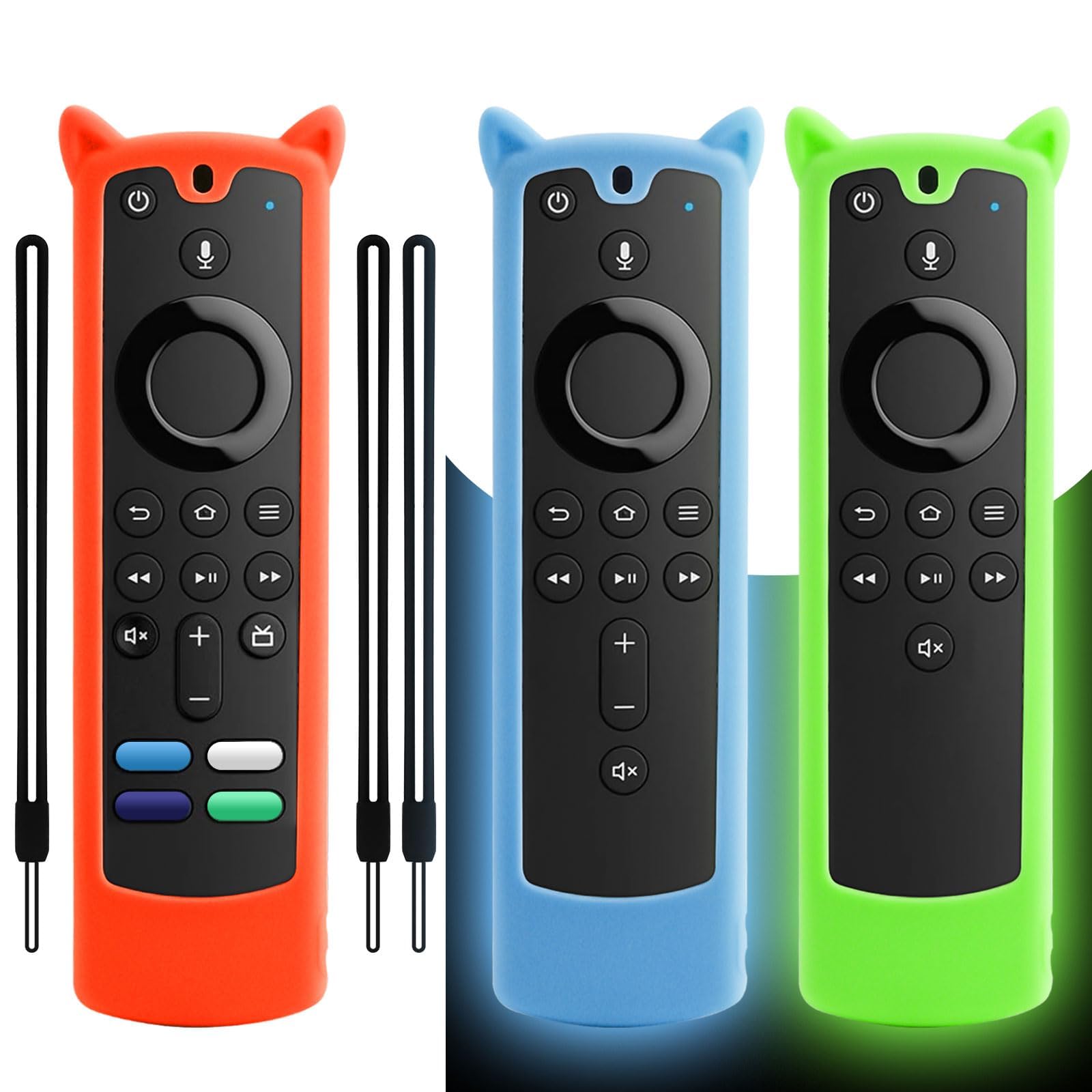 3 Packs Protective Remote Cover Case, Silicone Sleeve Remote Control Cover Glow in The Dark with Lanyard(Glow Green & Glow Blue & Orange)