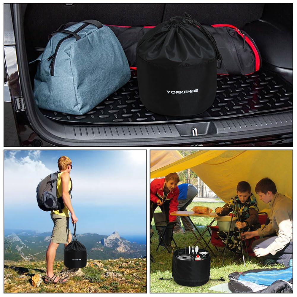 Camping-Kochgeschirr-Tasche, hohe Kapazität, Camping-Geschirr, Aufbewahrungstasche, Kordelzug, strapazierfähig, wasserabweisend, Kochgeschirr-Organizer für Grill, Outdoor-Kochutensilien (2)