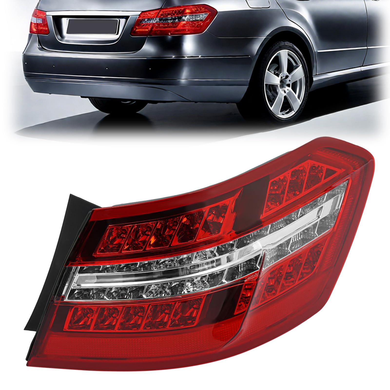 LED Rear Tail Light Assembly for 2010-2013 Mercedes-Benz W212 E-Class E350 E550 Sedan NON-Wagon/Coupe Models,Taillight Lamp Replacement 2129060758 2129060858 (Passenger Side)