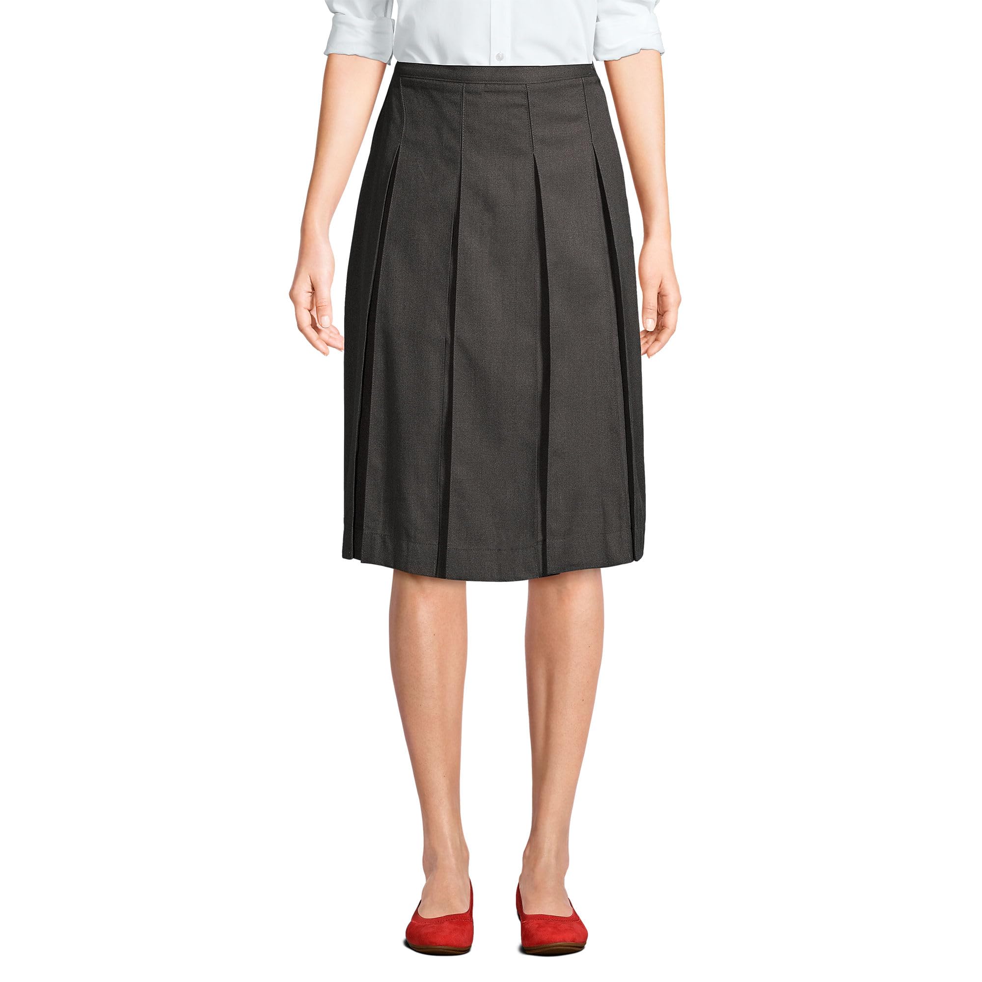Lands End School Uniform Womens Solid Box Pleat Skirt Below The Knee