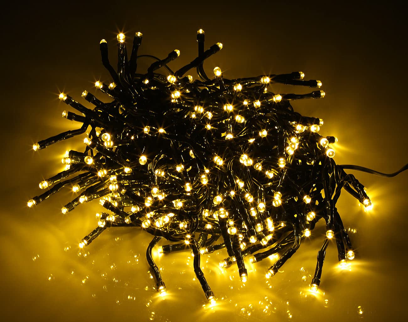 Lunartec Smart Home Lichterkette: 2er-Set WLAN-LED-Büschel-Lichterketten, 300 LEDs, App, 6 m, dunkelgrün (Lichterkette Strom innen, Partylichterketten außen Strom, Dimmer)