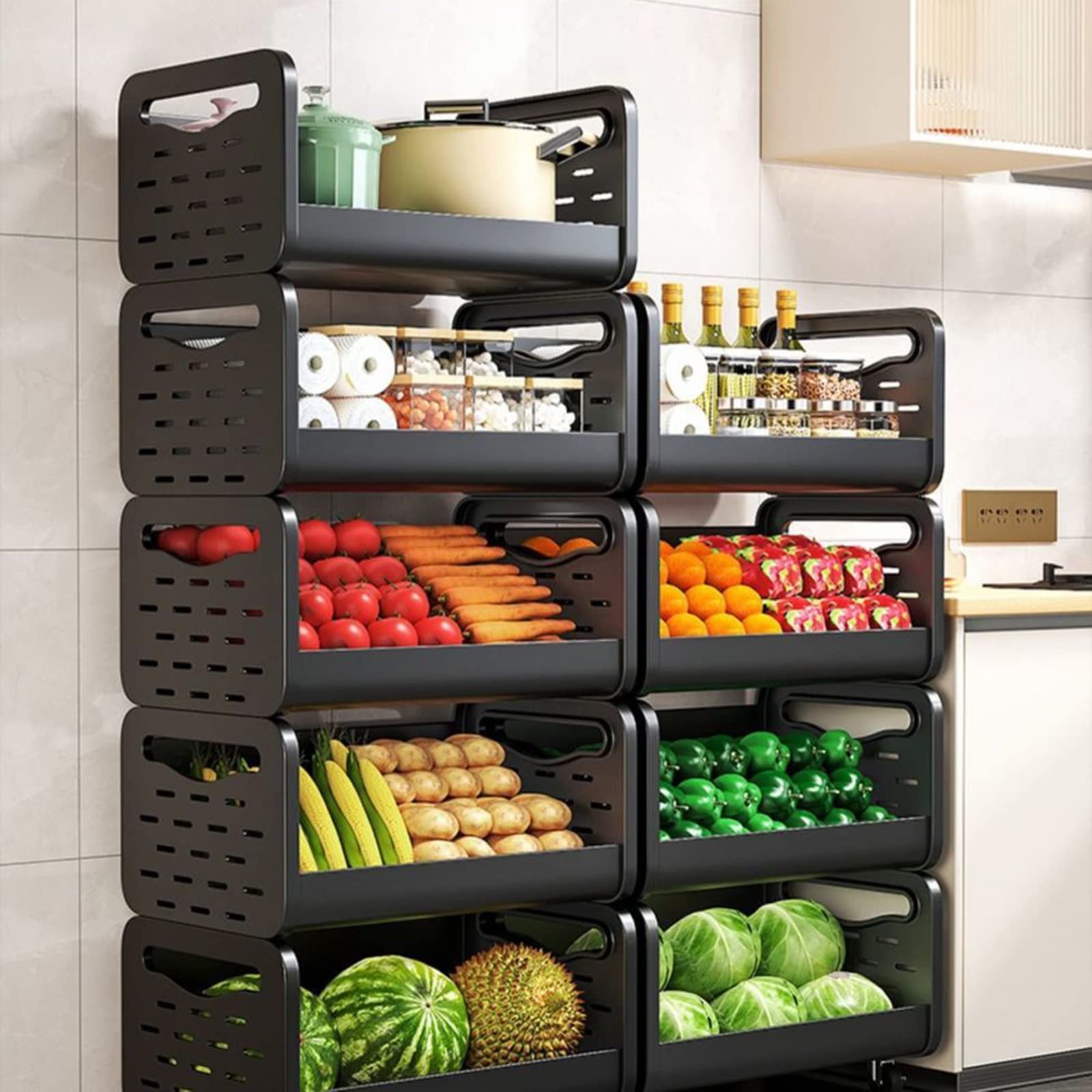 Półka kuchenna, wolnostojący wózek do przechowywania, półka organizer do mikrofalówki, stojak na przyprawy, jadalnia, salon (kolor: czarny, rozmiar: 40 x 28 x 120,7 cm)