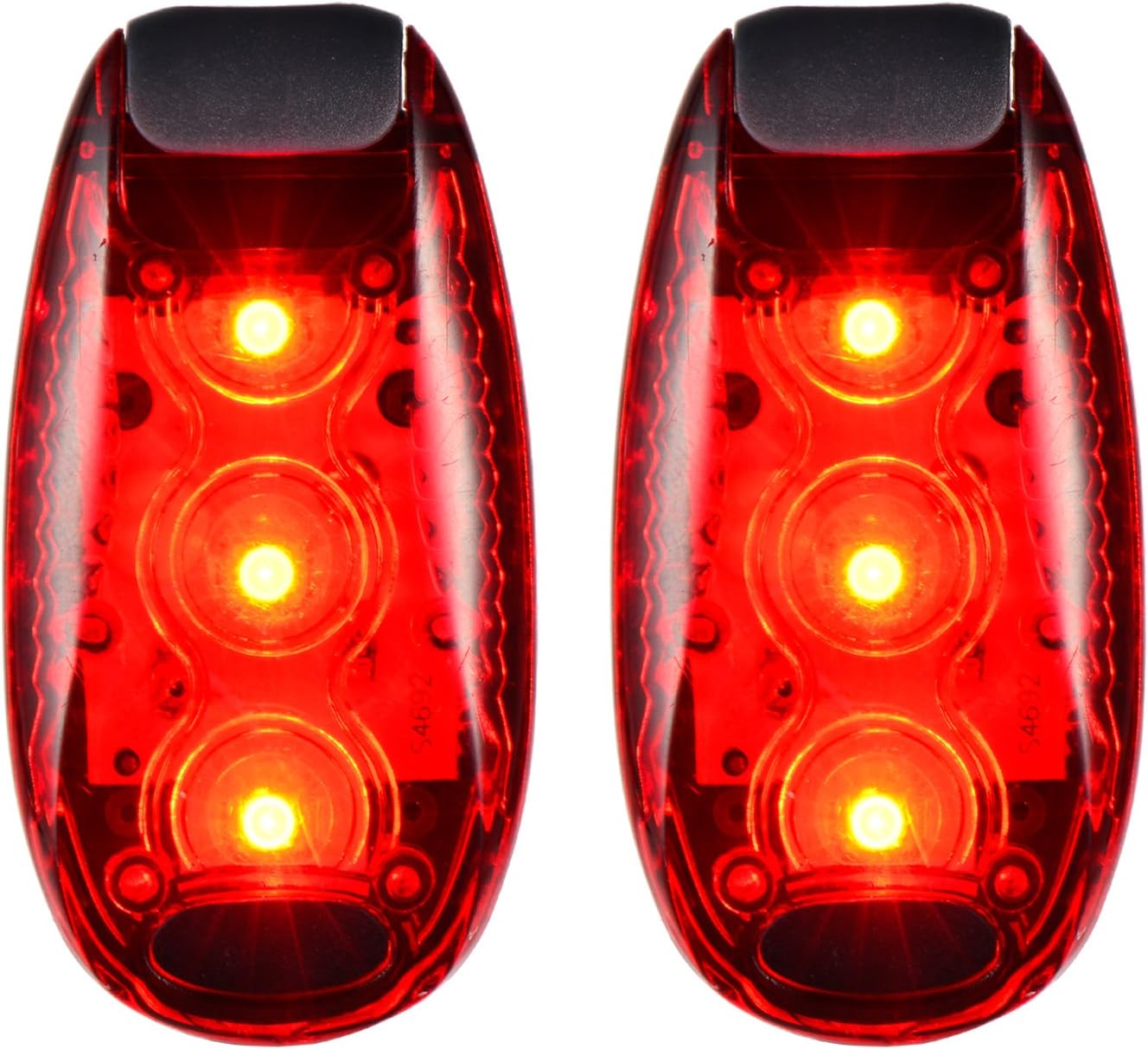 [2 Pack 3 Modes LED Safety Light Red Flashing with Free Clip on Straps Sport Running Warning Strobe Tail Lights for Dog Collar, Walking, Cycling, Bike, Helmet,Etc(Batteries Included)