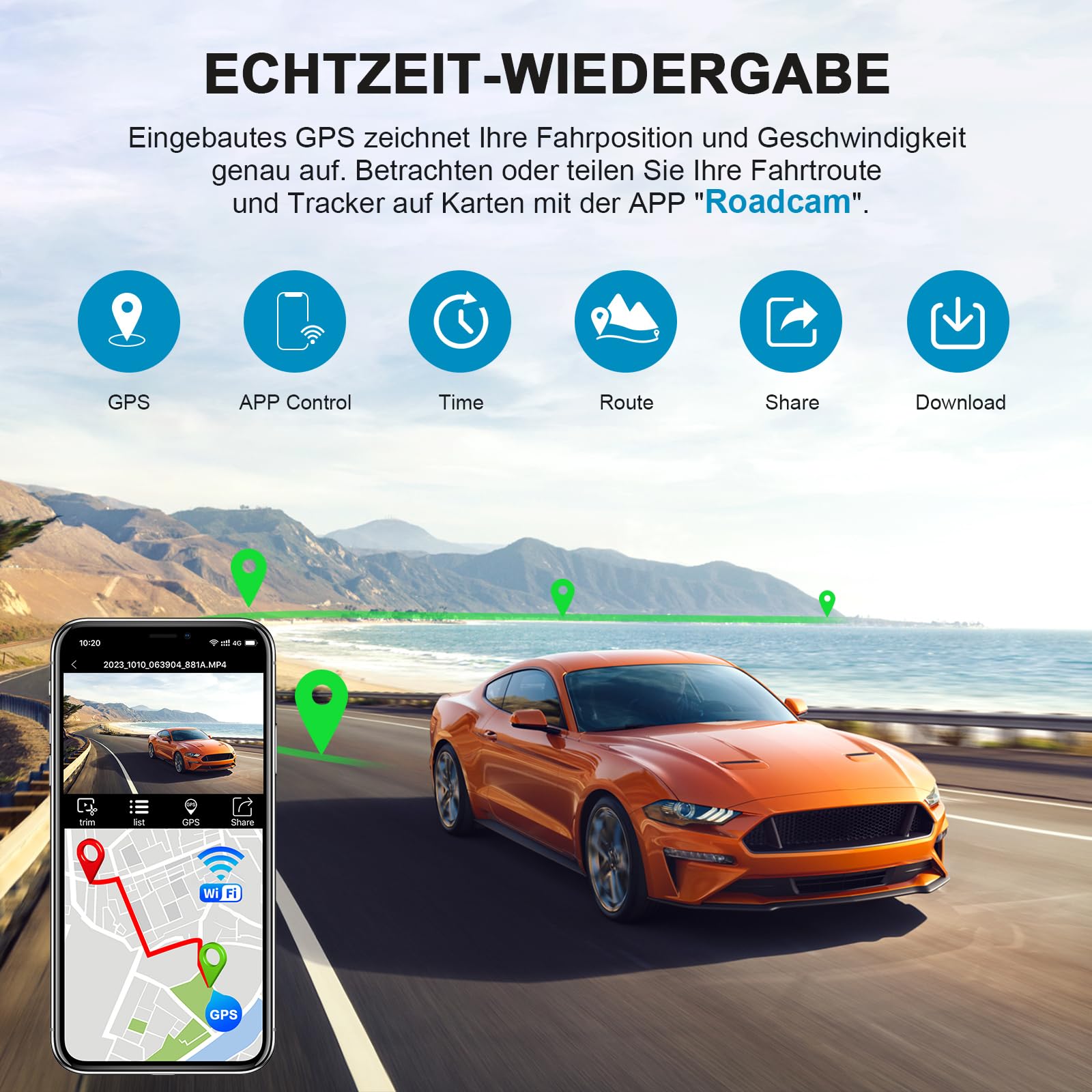 Dashcam Auto 64GB SD-Karte Dual Dash Kamera Vorne Innen 4K 2160P 2 Channel Recorder 170° Weitwinkel GPS