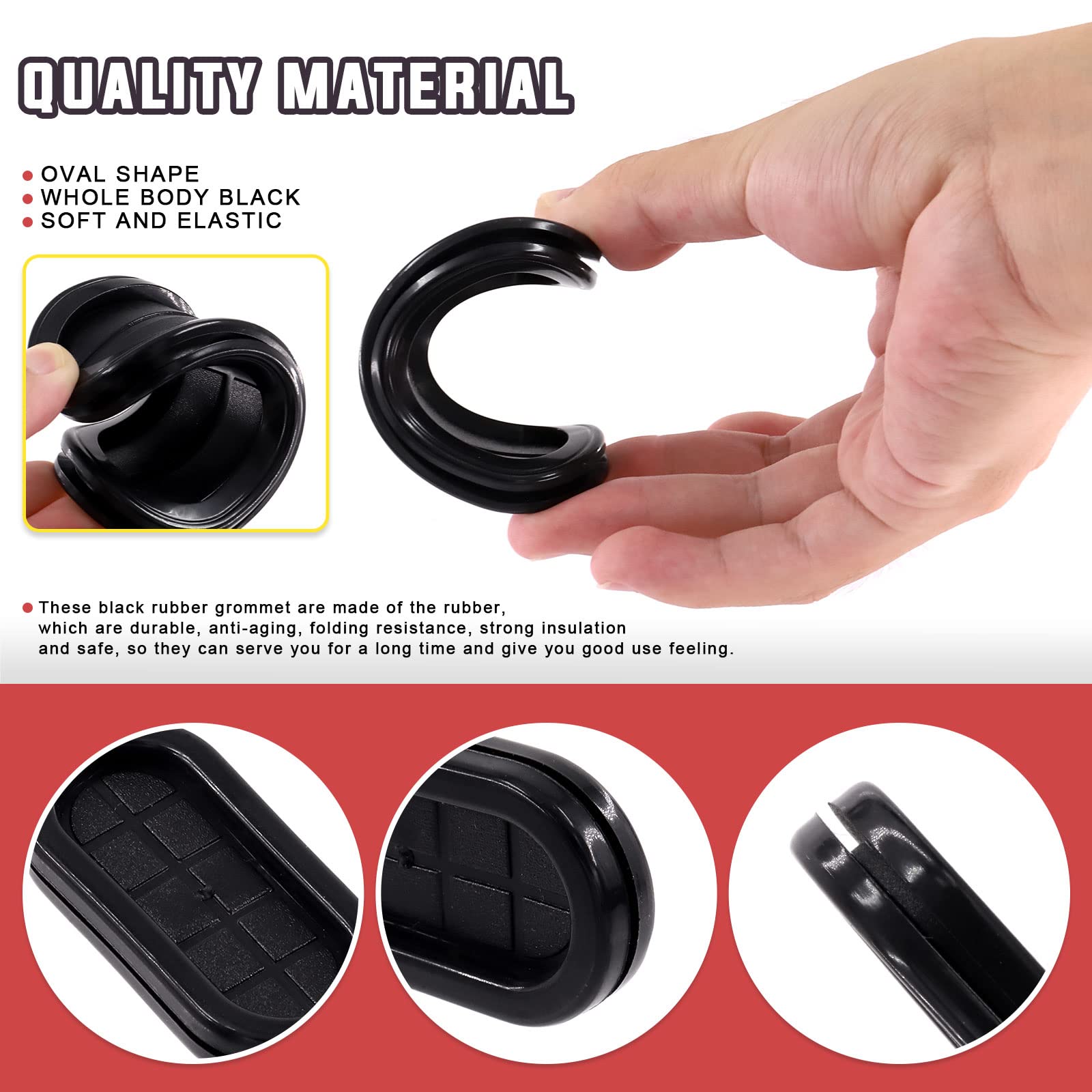 19Pcs 5 Sizes Oval Double-Sided Rubber Grommet Set With Knife Closed Hole Plu - View #11