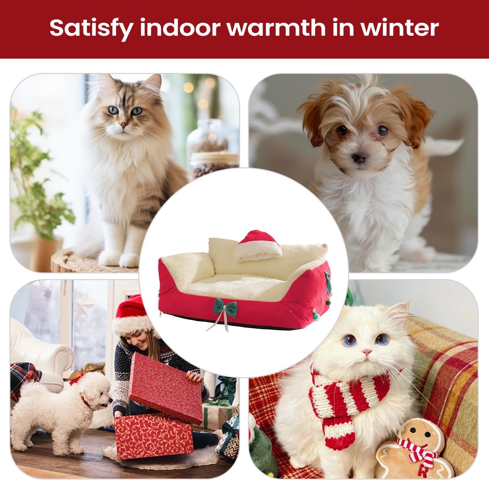Cuccia per cani generica, invernale per , design natalizio, accogliente per animali domestici, per cuccioli e animali da compagnia, soggiorno, camera da , balcone e appartamento