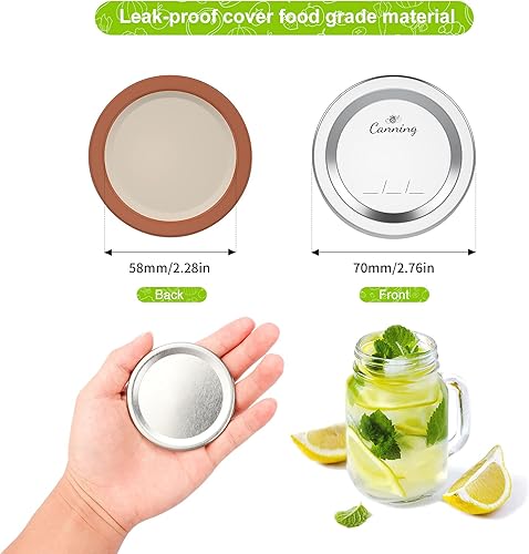 200 tapas para conservas de boca regular, tapas de tarros de conservas para frascos de bola, Kerr, tapas de tarros de metal tipo dividido para