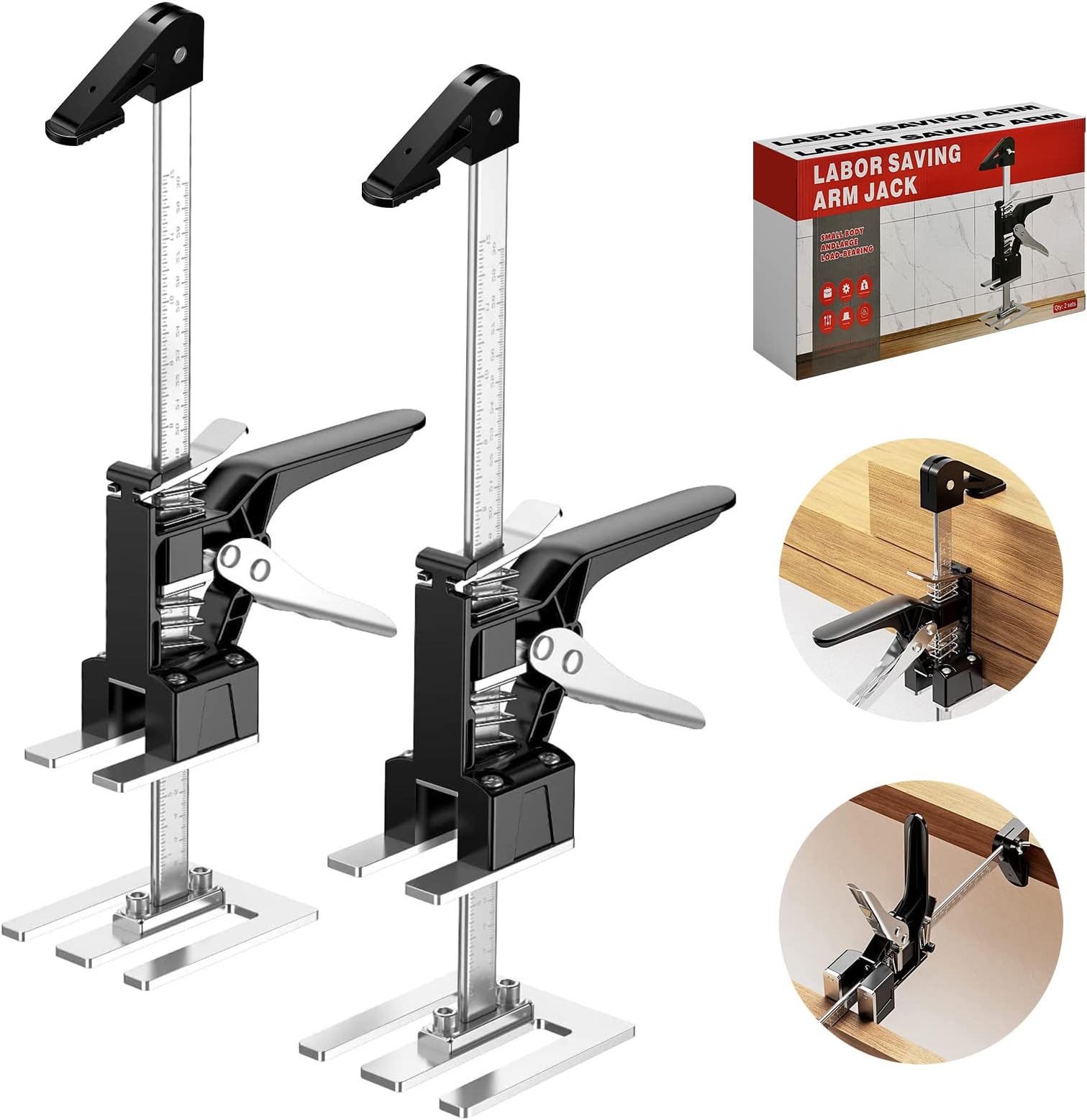 15.5inch Lever Arm Lifter, 2 Packs Labor Saving Arm, Furniture Lifter Effort Elevator, Drywall Lifts, Door Panel Lifting, Cabinet Jack, Board Lifter, Multi Arm Tool.