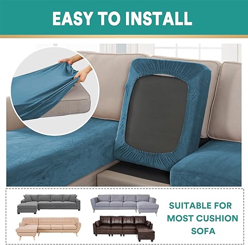Vista 140 de OKYUK Fundas de sofá seccional en forma de L, 3 piezas, fundas de cojín para sofá seccional de terciopelo en forma de L, fundas elásticas para sofá