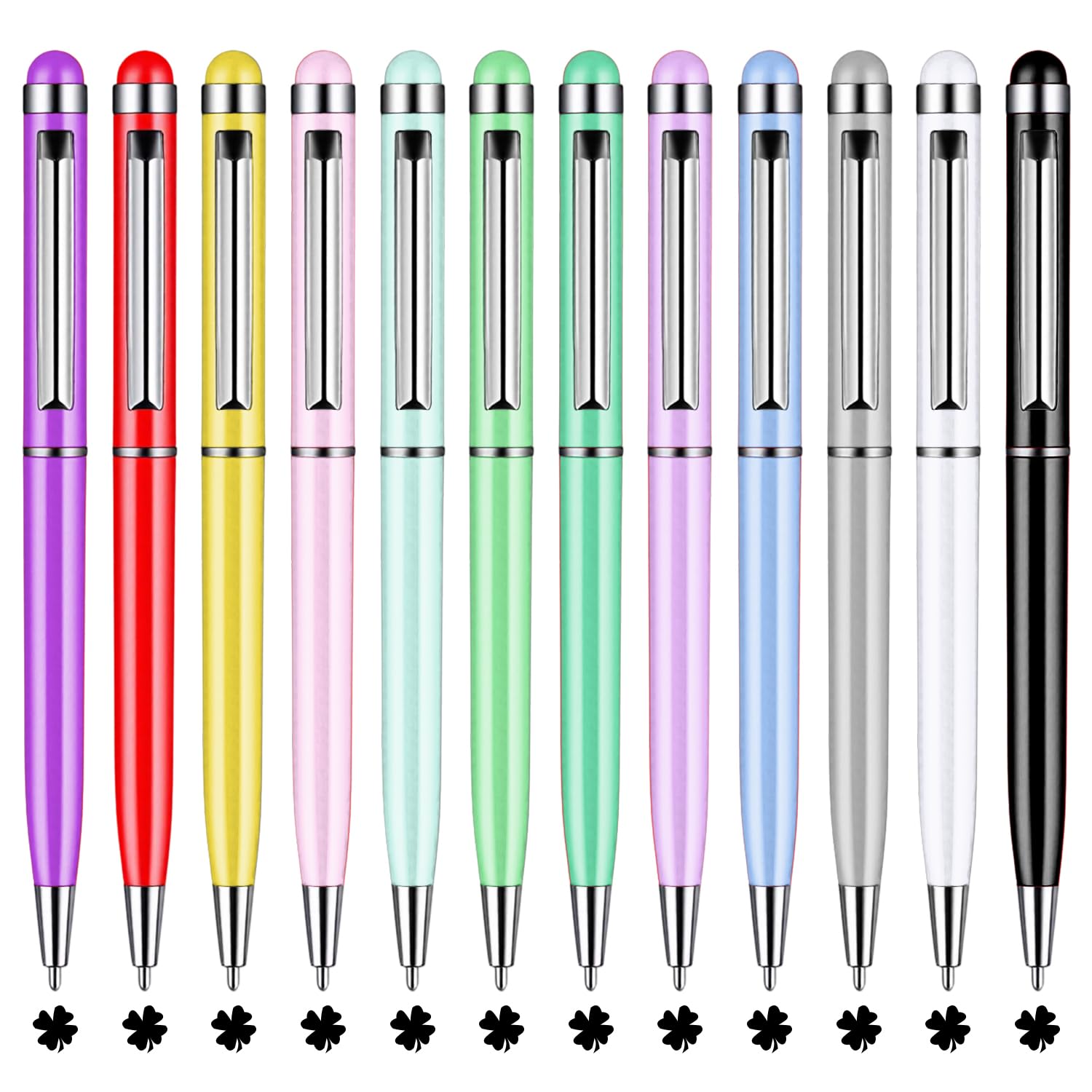 MOTIBACK 12 Pack Ballpoint Pens 1.0mm Multicolor Metal Clip for Office