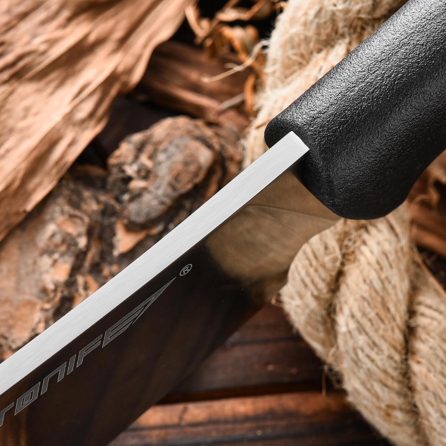 TONIFE Hercules Full Tang Knife Fixed Blade Knife with Sheath and Paracord, Bushcraft with 8Cr14MoV Chopping Blade for Outdoor Camping Survival