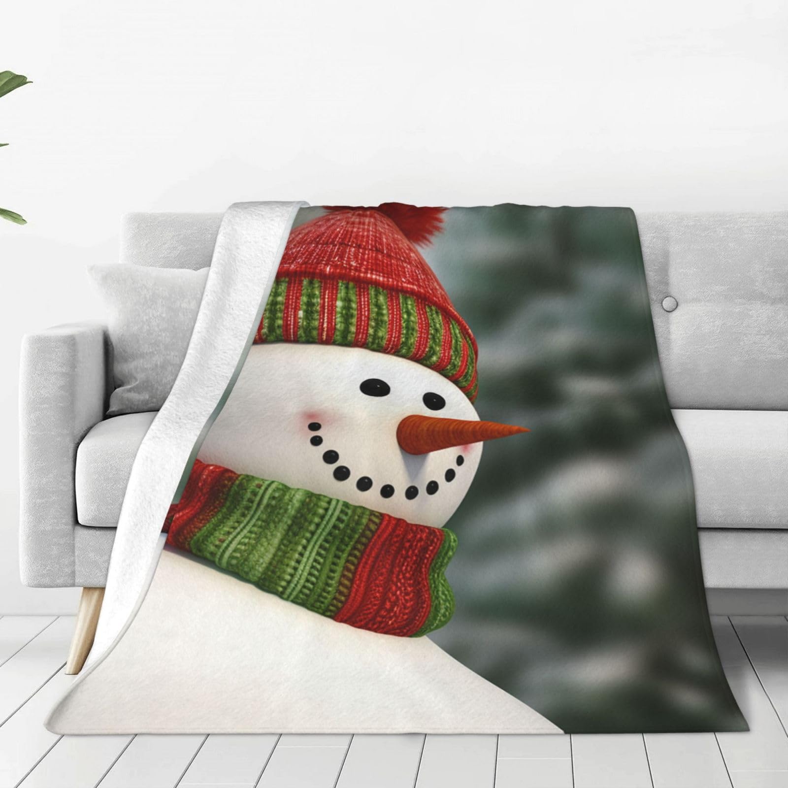 Smile Gaze Snowman Throw Blanket for Couch, Plush Fuzzy Soft Flannel Blankets and Throws for Sofa, 40"x30" Bed Blankets for Travel Camping Chair, All Season Warm Fleece Blanket