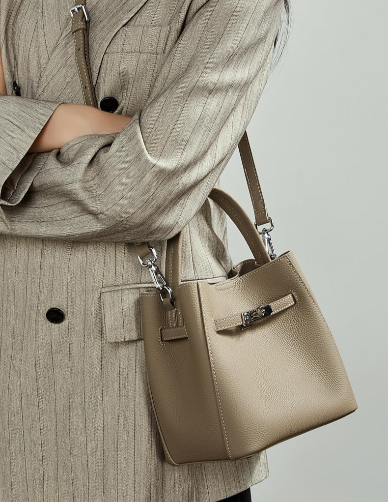 Leather Bucket Bag Handbag Shoulder Crossbody Bag Totes hobo Sling Lock Strap satchel Large Capacity Versatile Elegant