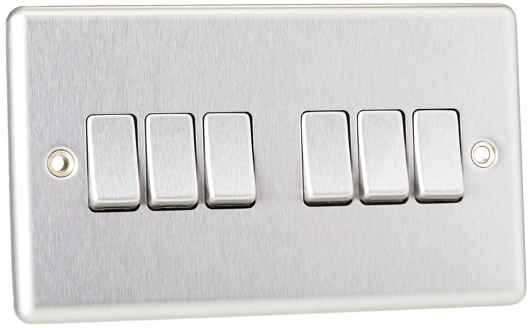 Rounded Edge Brushed Chrome 10A 6G 2 Way Plate Switch