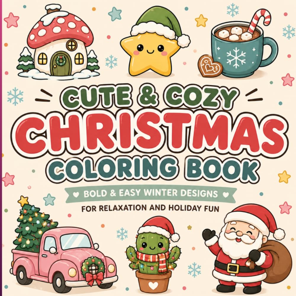 Cute & Cozy Christmas Coloring Book: Bold & Easy Winter Designs for Relaxation and Holiday Fun