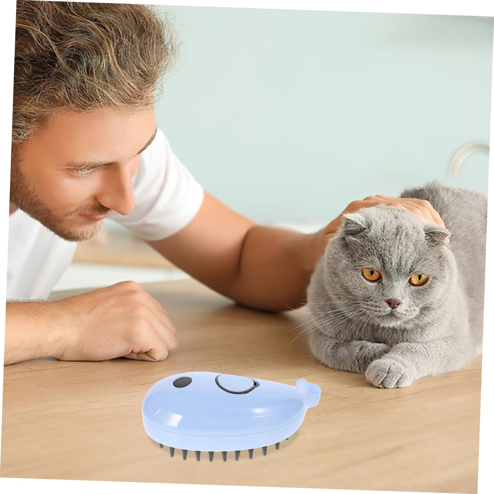 Mipcase 5pièces Brosse à Vapeur Multifonctionnelle Pour Brosse De Bain Auto-nettoyante Outil De Toilettage Massage Pour Animaux Couleur Bleue