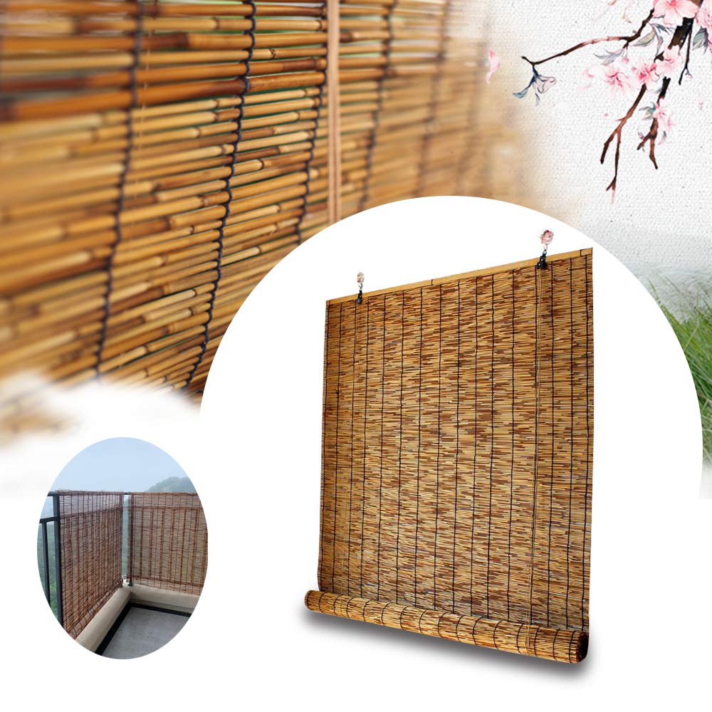 LMDX Roll-Up Shade - Bamboo Roller Blinds - Outdoor Sunshade - Privacy Protection - Wall Decoration - Sunscreen - Vertical Blackout Blinds