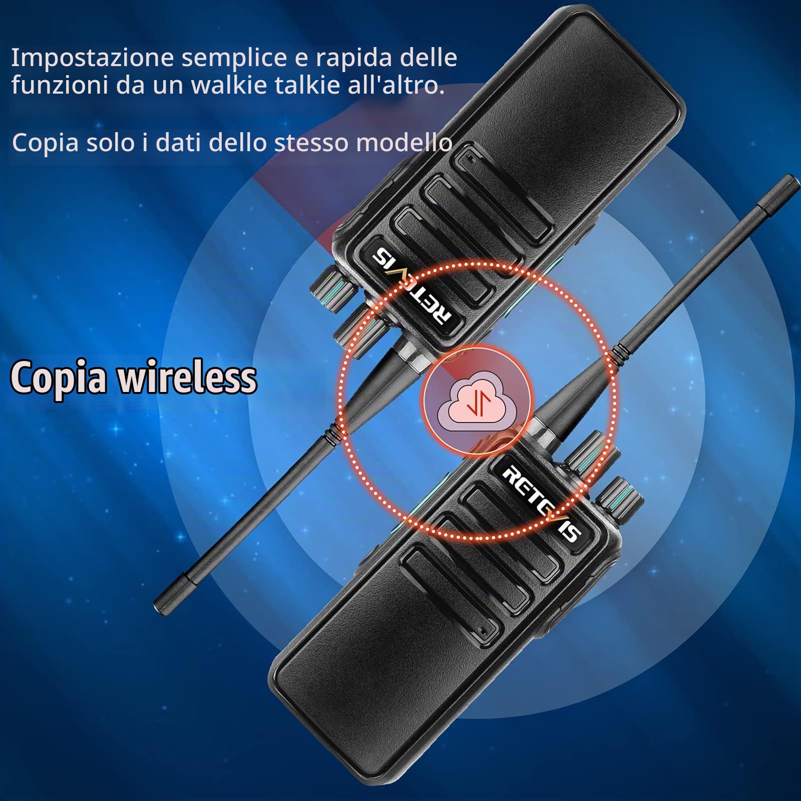 Retevis RB629 Walkie-Talkie, PMR446 Robusta Ricetrasmittenti Professionali, Copia Wireless, VOX, Radio di Sicurezza Walkie Talkie per Adulti con Microfono Altoparlante per Scuola (4 Pezzi, Nero)