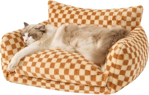 Miniatura 17 de Hollypet Cama para gatos, mullida, multifuncional, de doble capa, suave para mascotas, sofá ortopédico para gatos y perros pequeños, color rosa (21