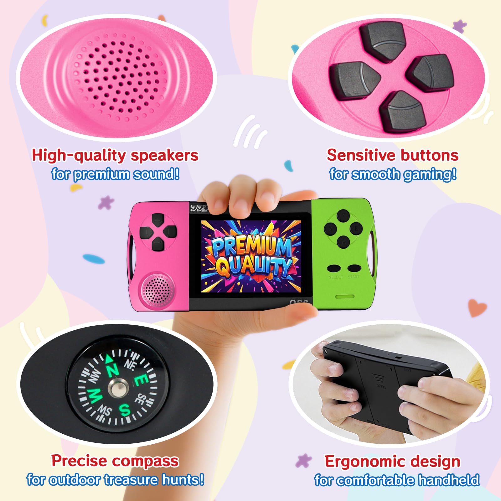 Amazon | ポータブル 携帯ゲーム機 子供用 | 216種レトロゲーム内蔵