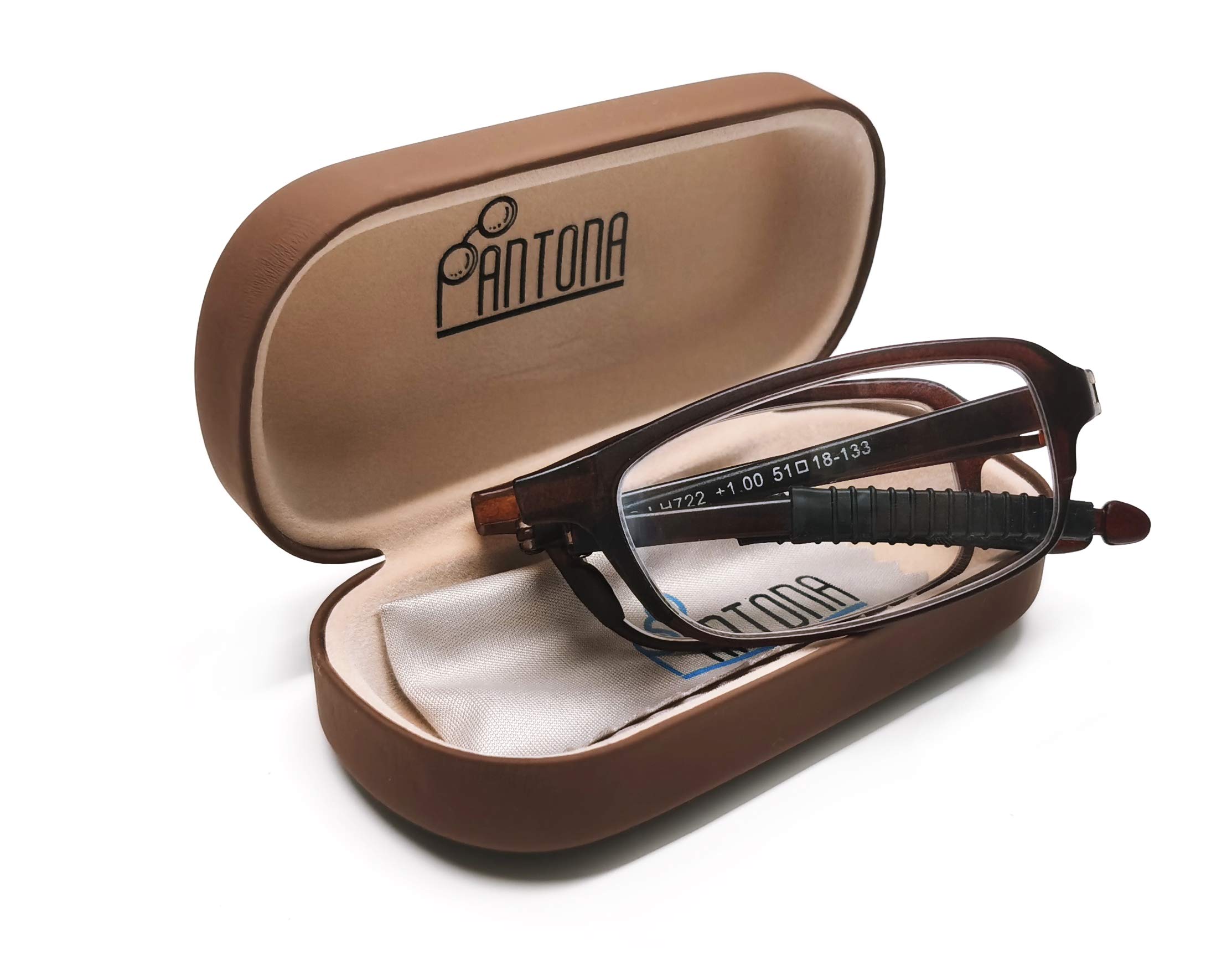 PANTONA –Gafas de Lectura Plegables Montura Ligera, Gafas Presbicia Vista Cansada Flexible con Mini Estuche Bolsillo Portátil