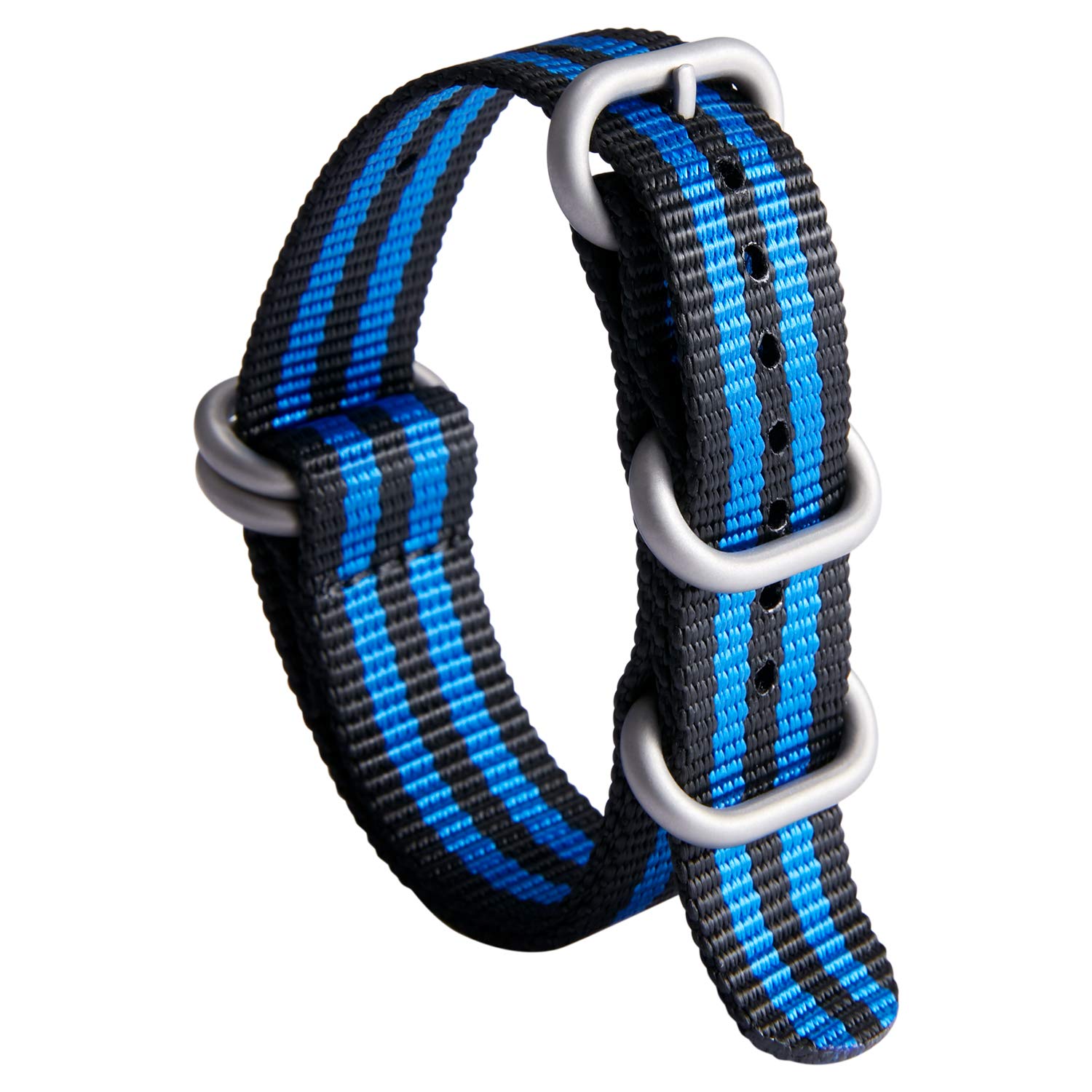 Nylon Watch Strap, Multicolor Watch Bands Replacement for Men Women 18mm 19mm 20mm 21mm 22mm 23mm 24mm G10 Premium Ballistic with Military Heavy Duty 5 Rings Silver/Black Stainless Steel Buckle — view 10