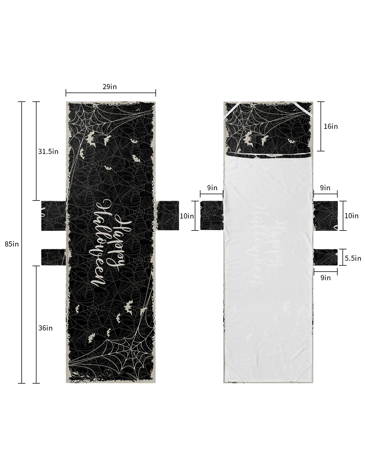 Happy Halloween Beach Lounge Chair Towel Cover, Soft Chaise Lounge Towel with Side Pockets Patio Pool Chairs Cover for Beach/Pool Sunbathing 29x85 Vintage Black Grey Web Horror Bat