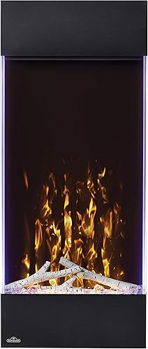 Miniatura 9 de Napoleon Allure Vertical 32 - NEFVC32H - Chimenea eléctrica para colgar en la pared, 32 pulgadas, negro, frente de cristal, cama de cristal de