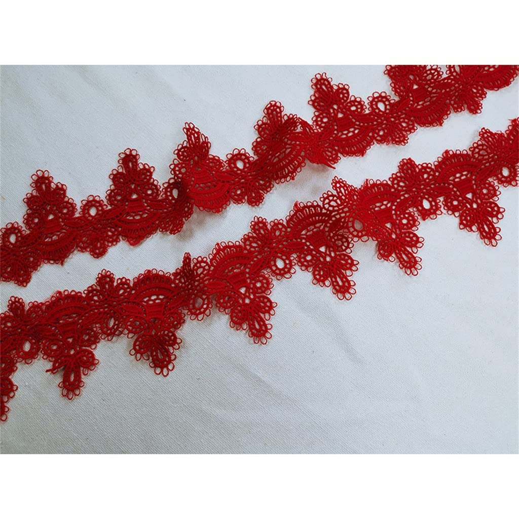 Générique Garniture de Bord de Ruban brodé en Tissu de Dentelle Soluble dans l'eau Rouge pour Rideaux Robe de mariée Bricolage Accessoires de Couture (Rosso 6cm)