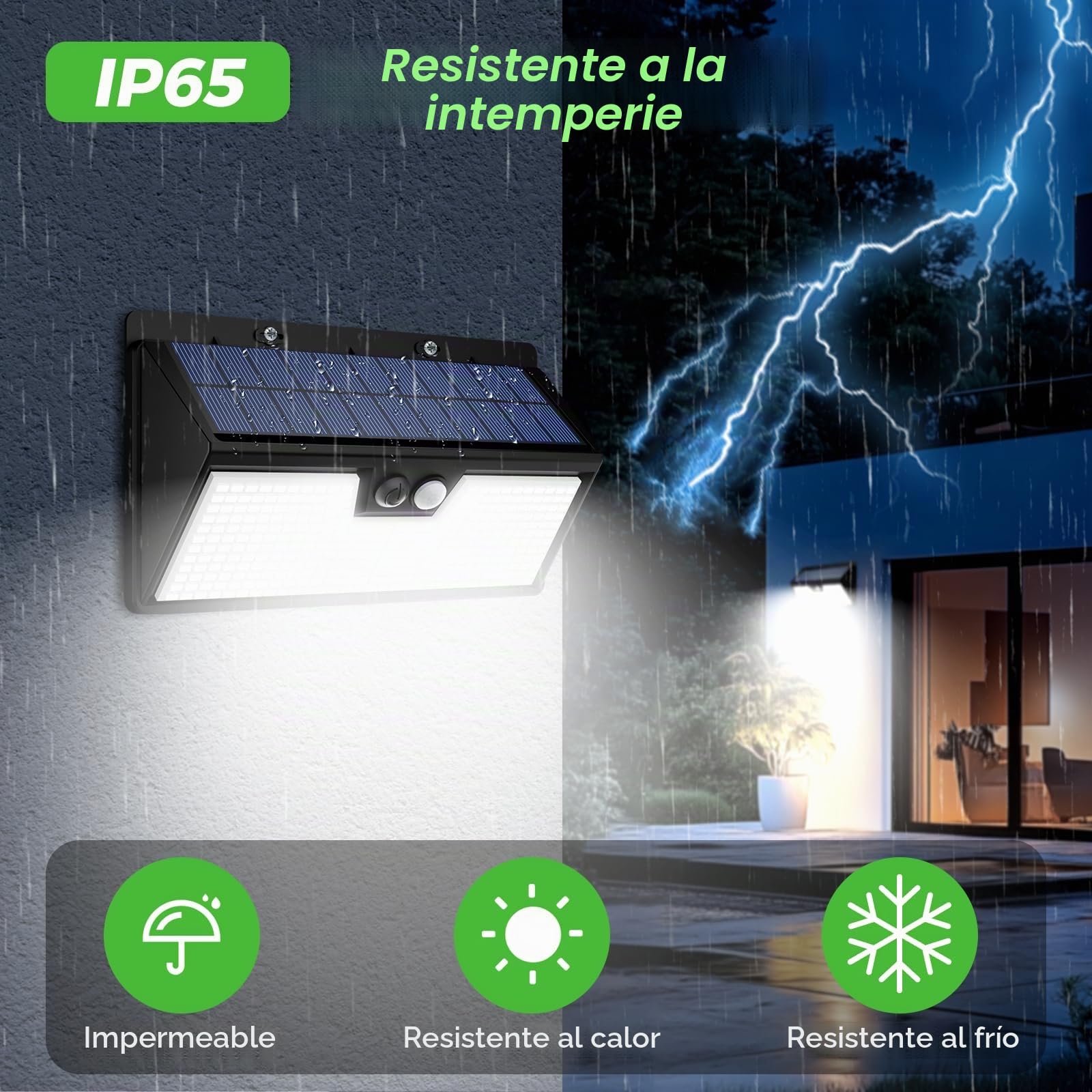 nipify Luz Solar Exterior Jardin, 318 LED Focos Led Exterior Solares con Sensor de Movimiento, 3 Modos Foco Solar Exteriores, Impermeable Luces Solares para Jardín, Garaje, Caminos, 7 Paquete